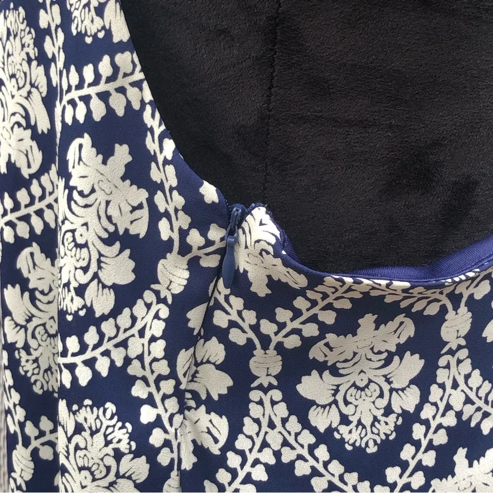 Buttons Navy Blue Victorian Print Dress size Medium - Picture 7 of 8